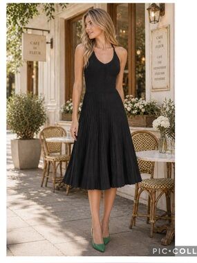 NWT A NEW DAY BLACK HALTER RAYON BLEND KNIT DRESS